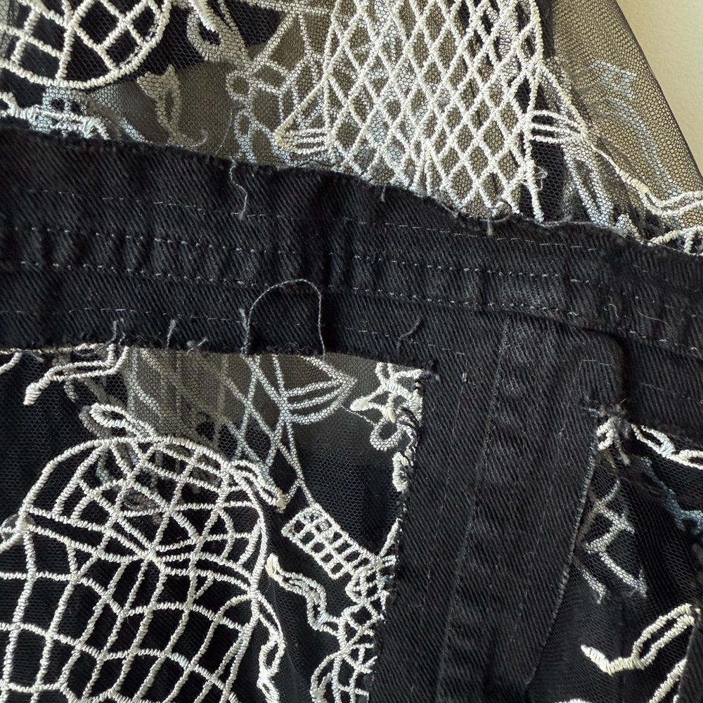 DRAGON DENIM Beetle Denim Jacket Lace Grunge Whimsigoth Goth Bug Insect Black L - Picture 5 of 10